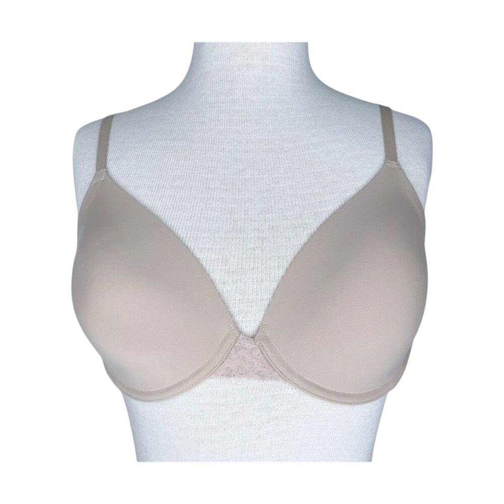 Natori Plush Full Fit T-Shirt Bra sz 32D * Convertible Racerback Beige Nude Lace